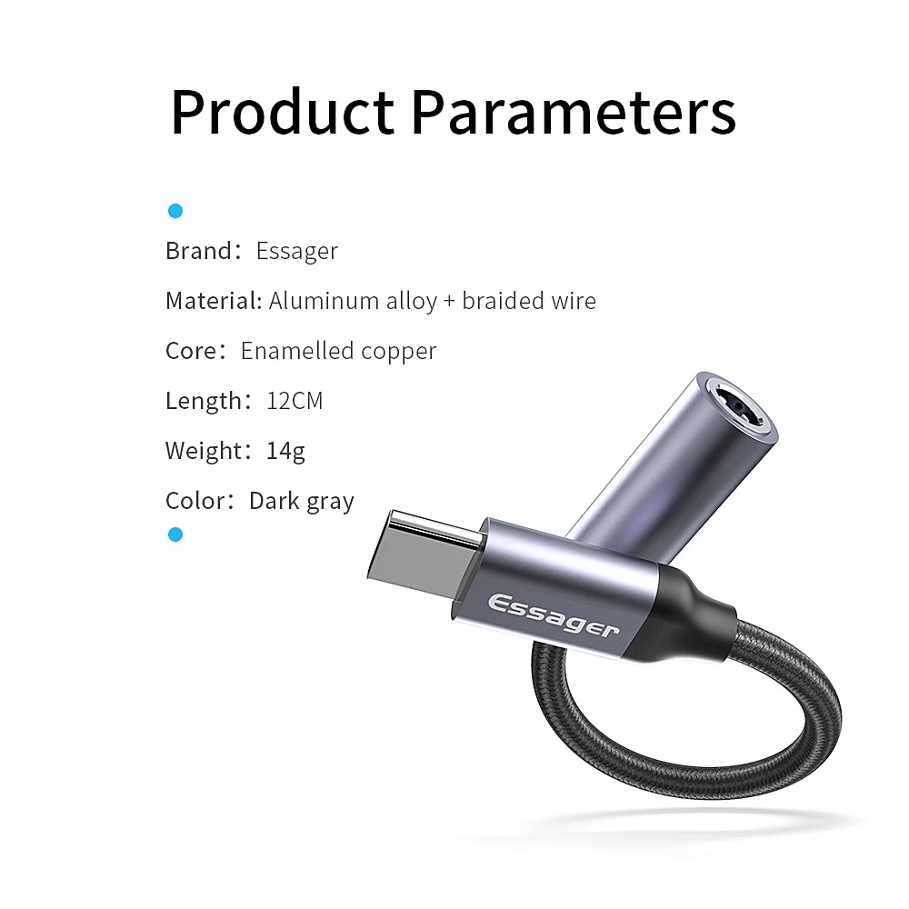 Essager USB C to 3.5mm Jack Earphone Adapter - image 2