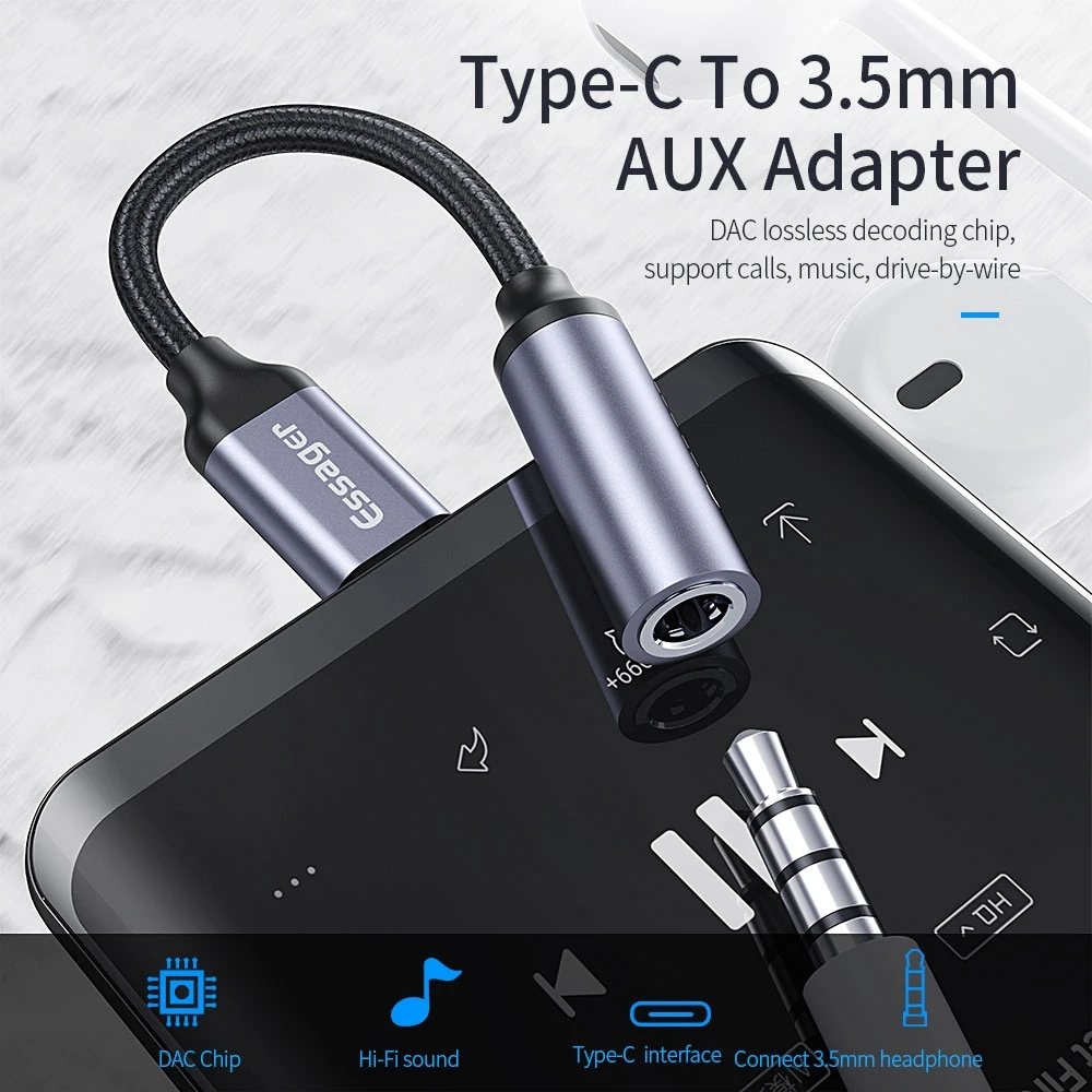 Essager USB C to 3.5mm Jack Earphone Adapter - image 3