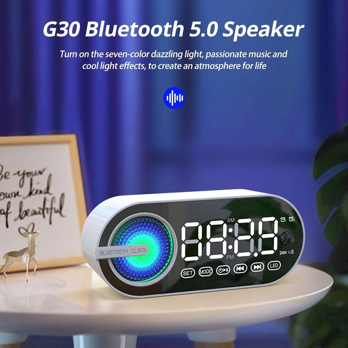 G30 Wireless Bluetooth Speaker With FM Radio Alarm Clock - image 5