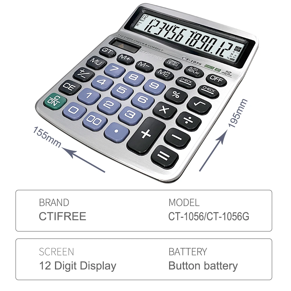 GTTTZER CT-1056 12 Digit Calculator