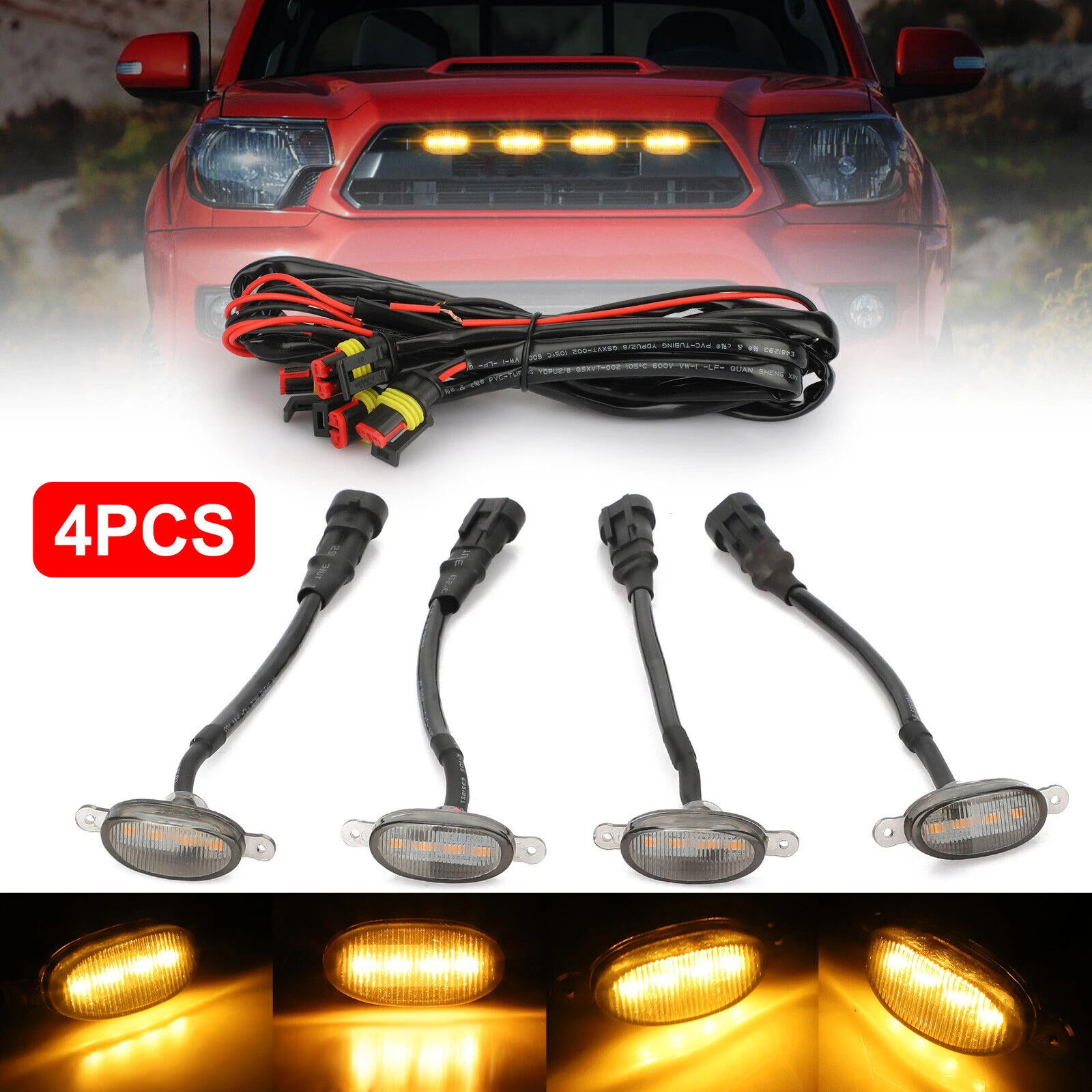 Generic Front Grille Lights Kit LED Amber Universal - image 1