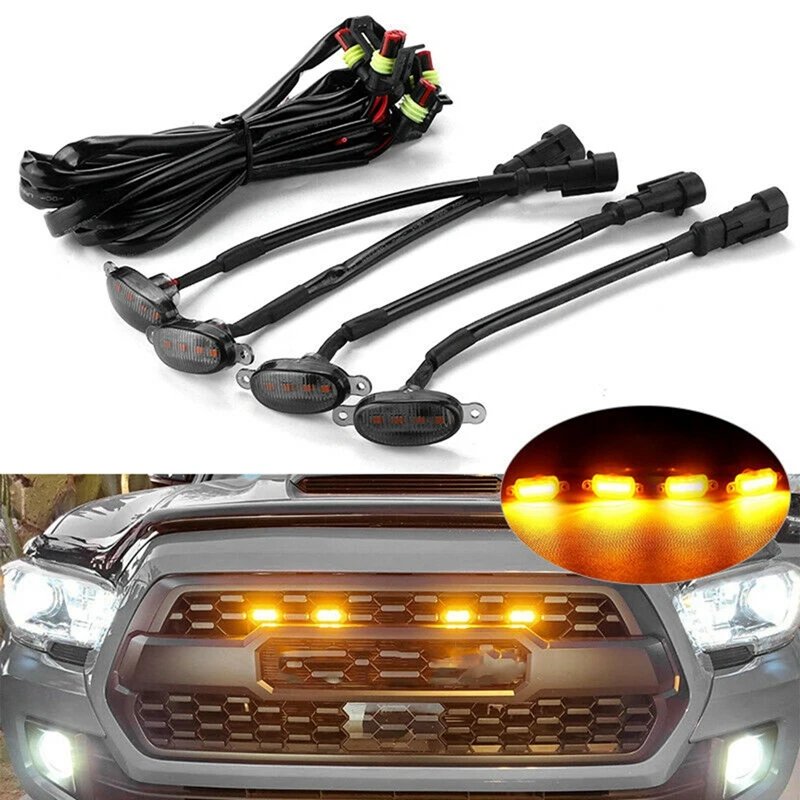 Generic Front Grille Lights Kit LED Amber Universal - image 3