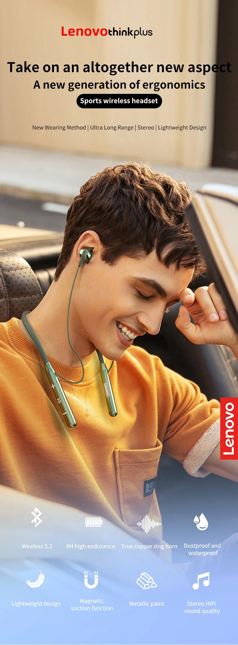 Lenovo Thinkplus Bluetooth Earphone BT10 Neckband