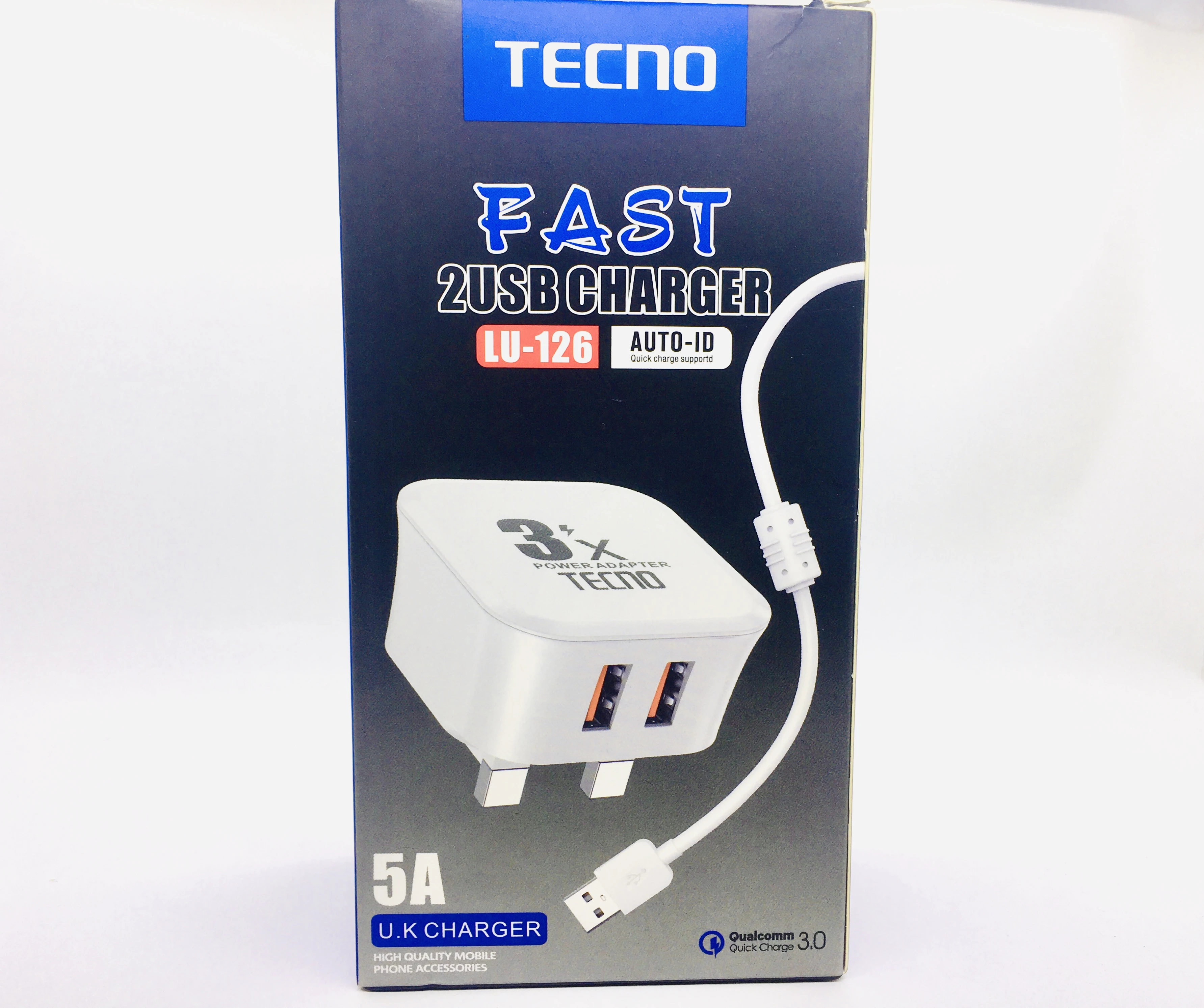 Tecno 5A Dual USB Fast Wall Charger
