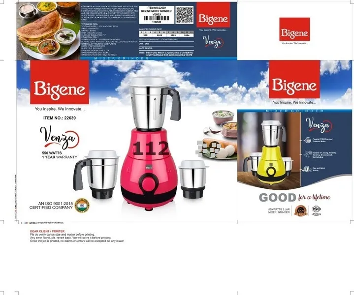 Bigene Venza 550W Mixer Grinder