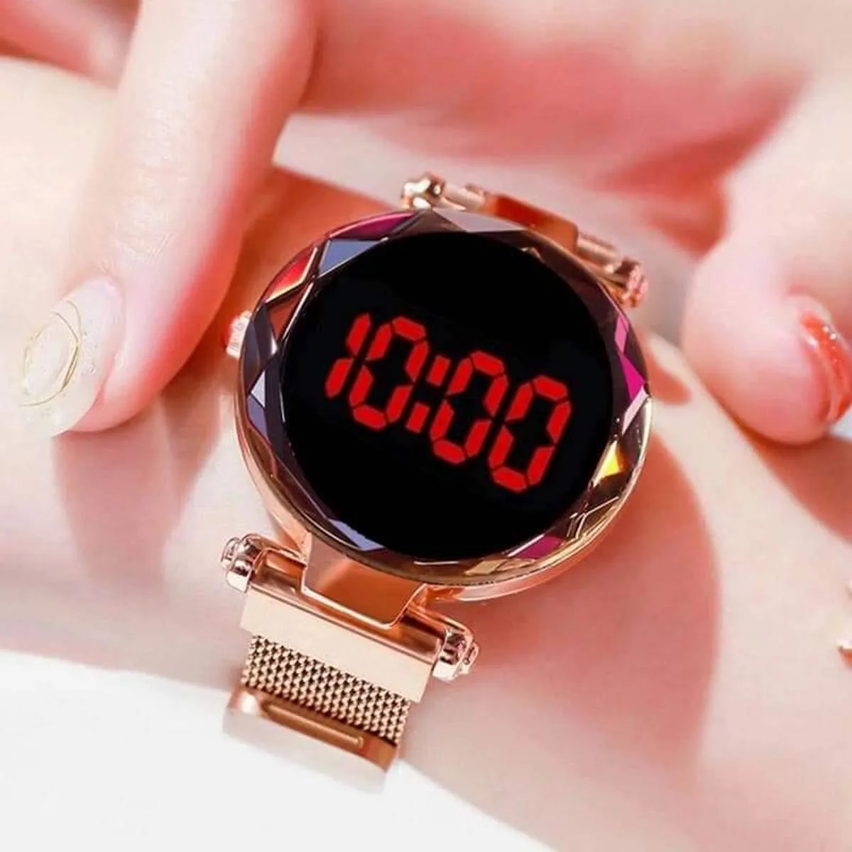 Fashion Women Digital Magnetic LED Watch Rose Gold Quartz - image 1
