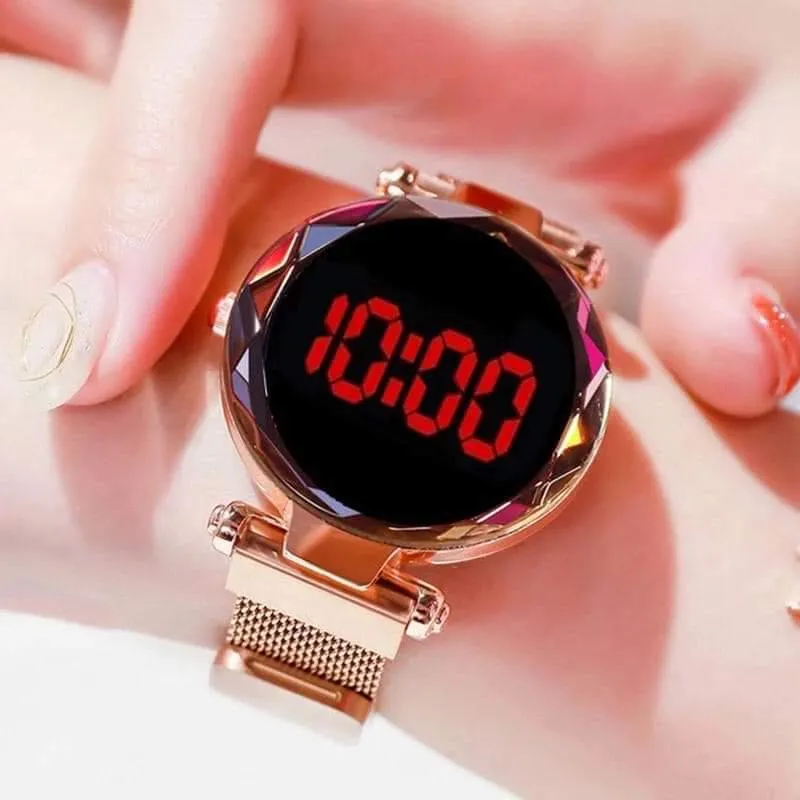Fashion Women Digital Magnetic LED Watch Rose Gold Quartz - image 2