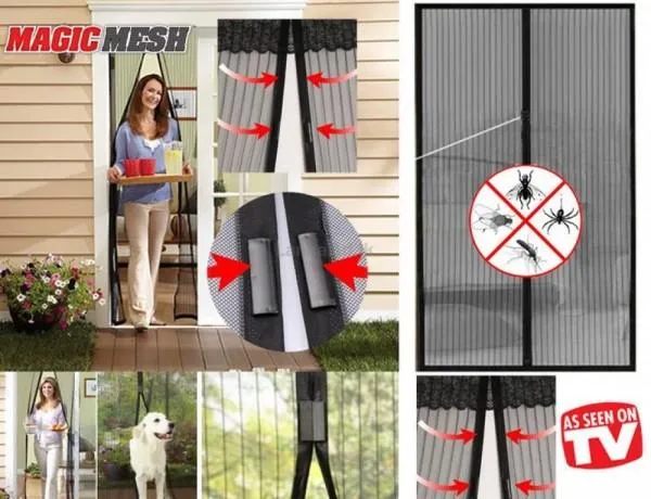 Magic Mesh Screen Door 18 Magnets 83x19.5-Inch Black