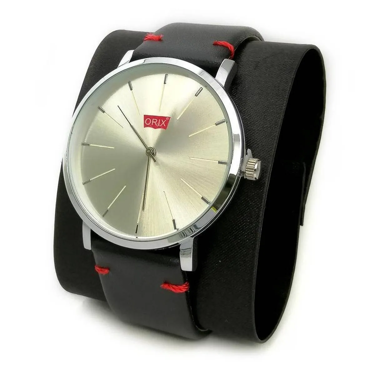 ORIX Mens Leather Watch Quartz Alloy Case - image 1