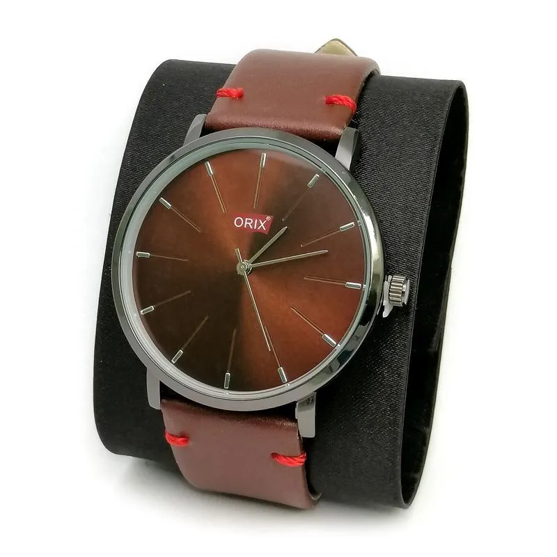 ORIX Mens Leather Watch Quartz Movement - image 2