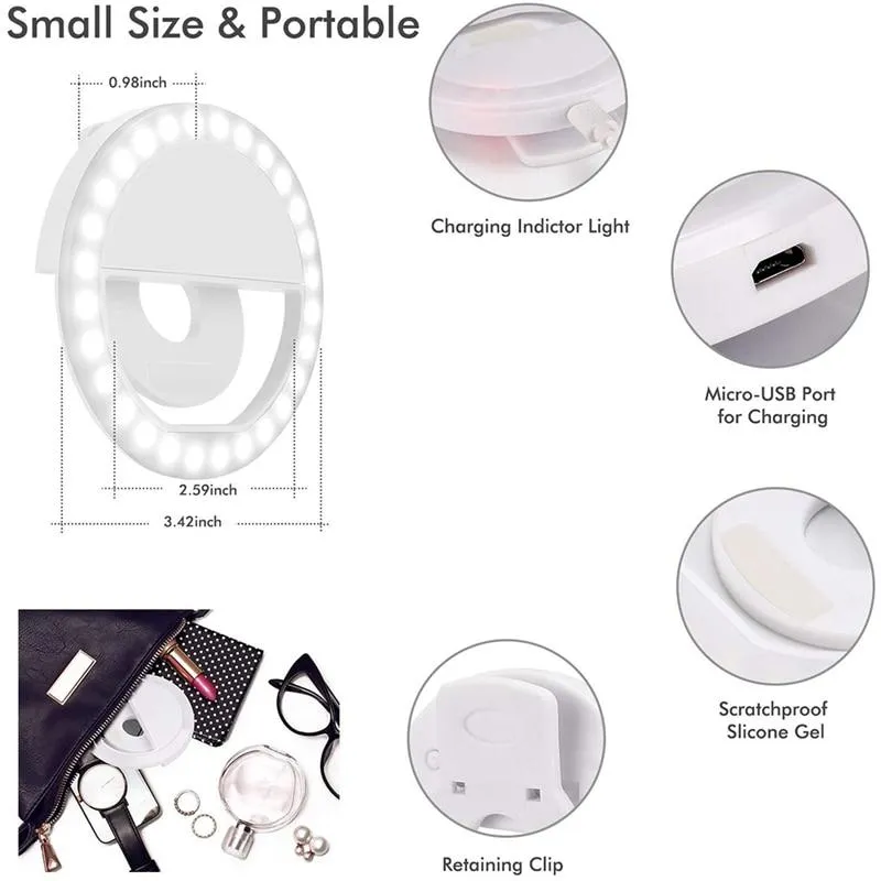Generic Portable Rechargeable Selfie Ring Light 3 Brightness - image 6