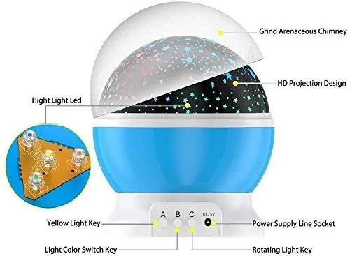 Generic Rotating Night Light Projector Lamp Starry Sky - image 3