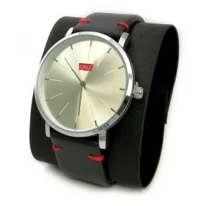 ORIX Mens Leather Watch Quartz Alloy Case