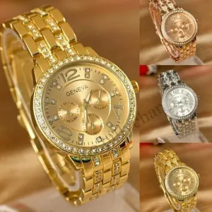 GENEVA Luxury Diamond Bling Crystal Quartz Watch