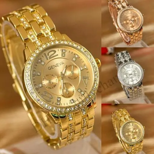 GENEVA Luxury Diamond Bling Crystal Quartz Watch - image 2