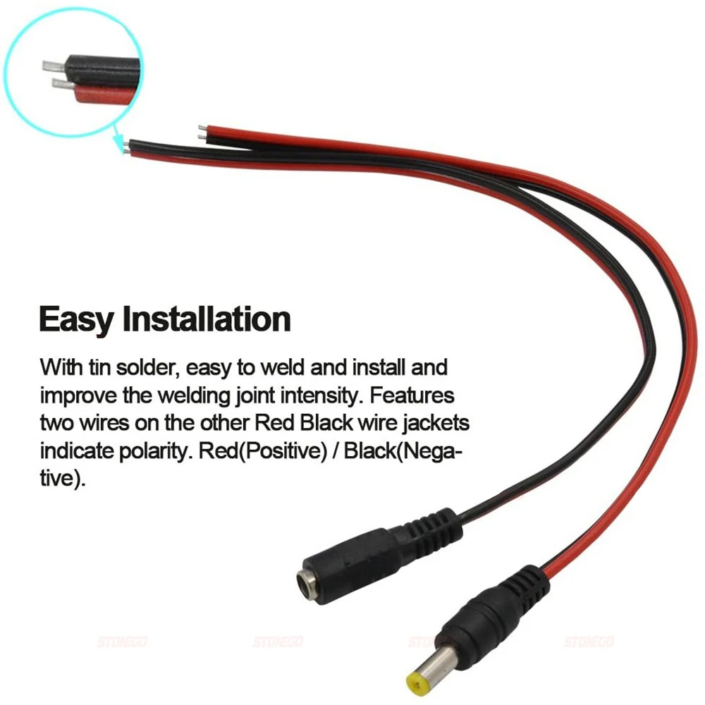 5 Pairs DC Power Pigtail Cable Wire,12V 5A Male Female - image 4