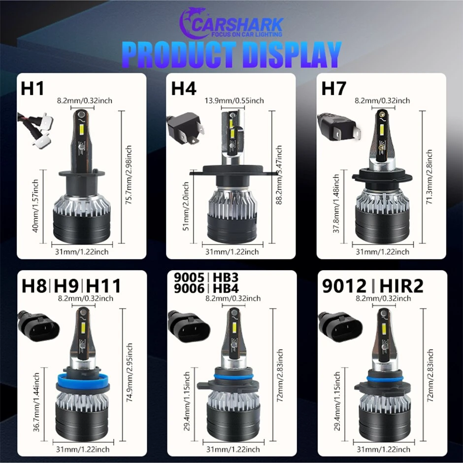 Carshark H4 HiLo Beam 50W 25000lm LED Headlight - image 7