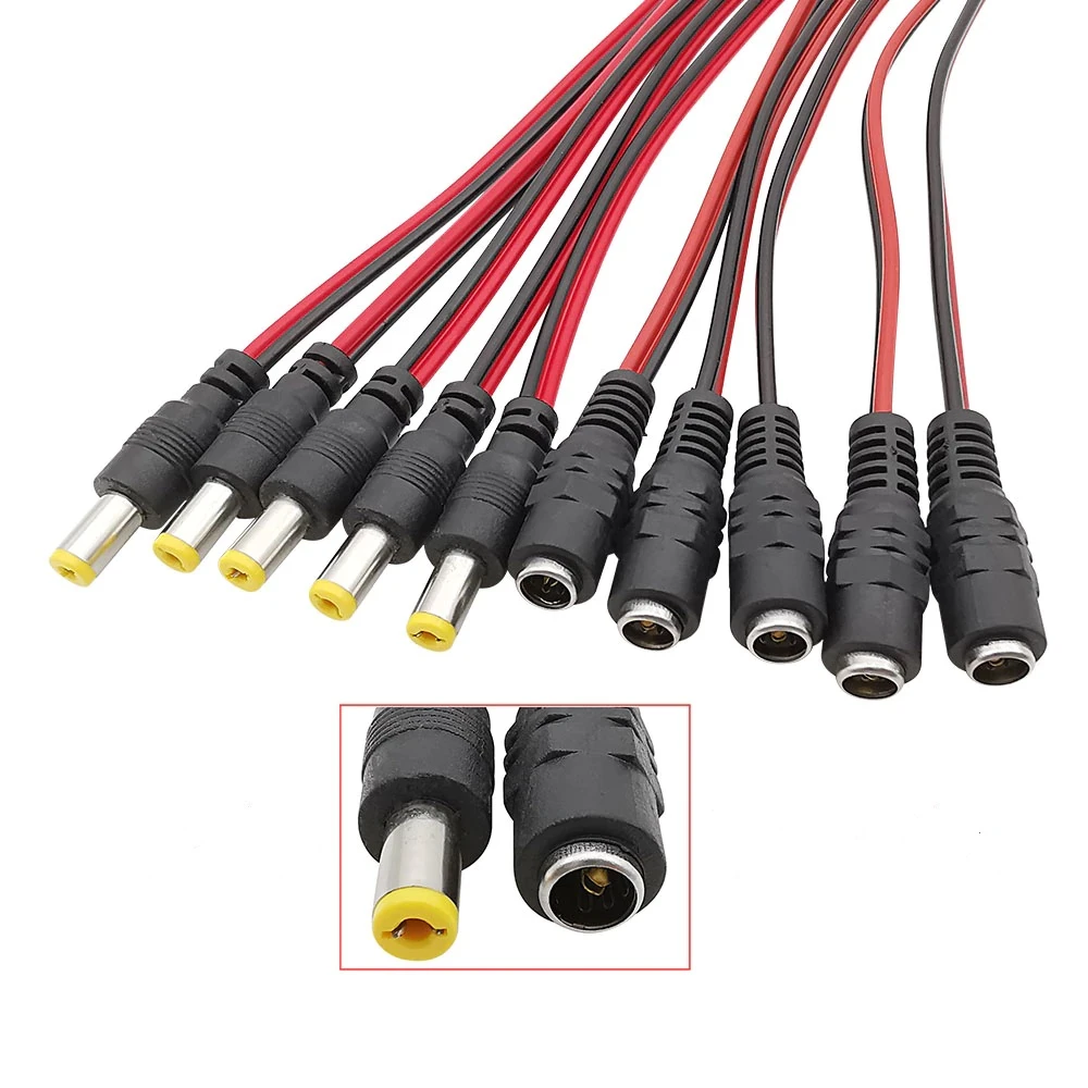 Generic DC Jack With Wire Male And Female 5pcs socket 5.5x2.1mm