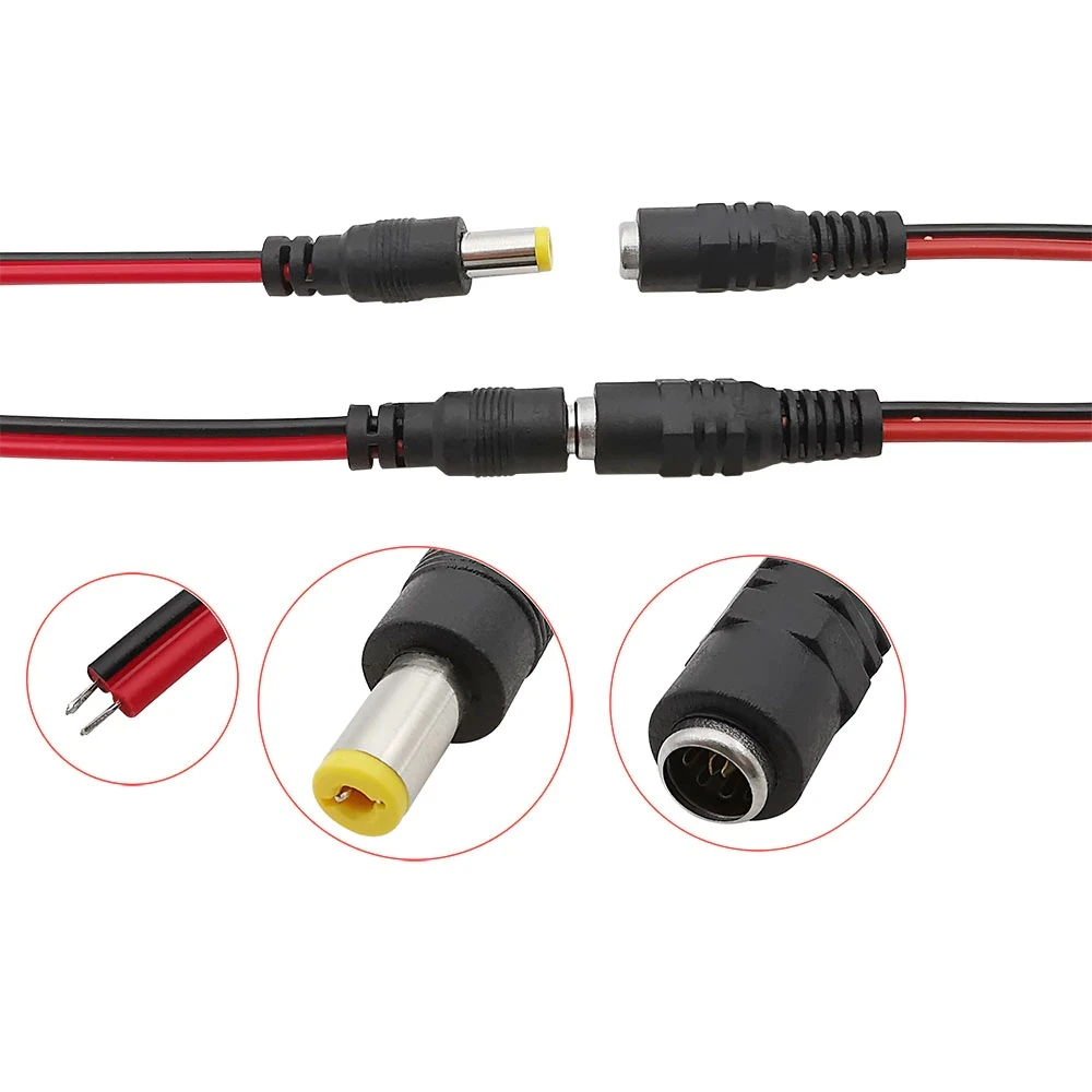 Generic DC Jack With Wire Male And Female 5pcs socket 5.5x2.1mm - image 3