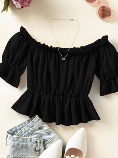 FA-Fashion Inner Smoking Top 3/4 Sleeve Off-Shoulder