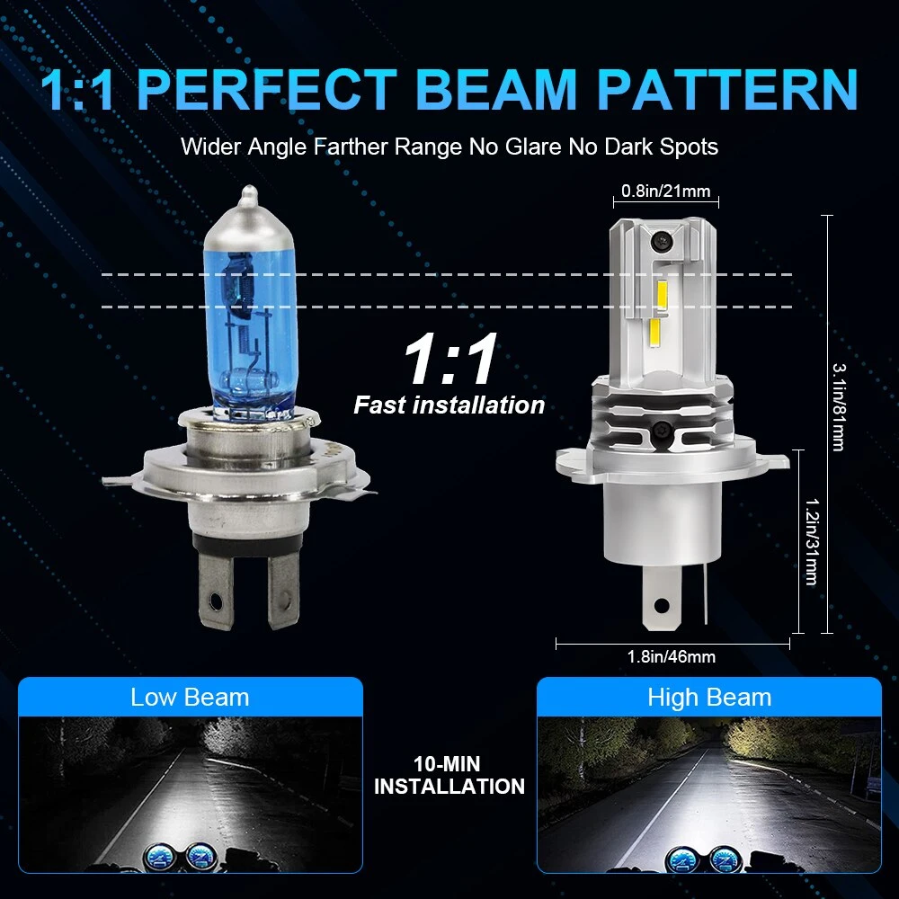 Generic H4 9003 HB2 Hi Lo Beam LED Headlight Bulb - image 3