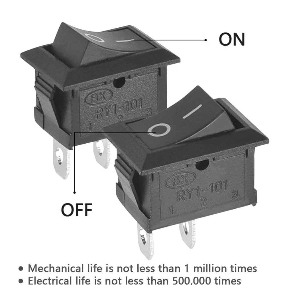 Generic ON/Off Rocker Switch Black (10 Pcs) - image 2