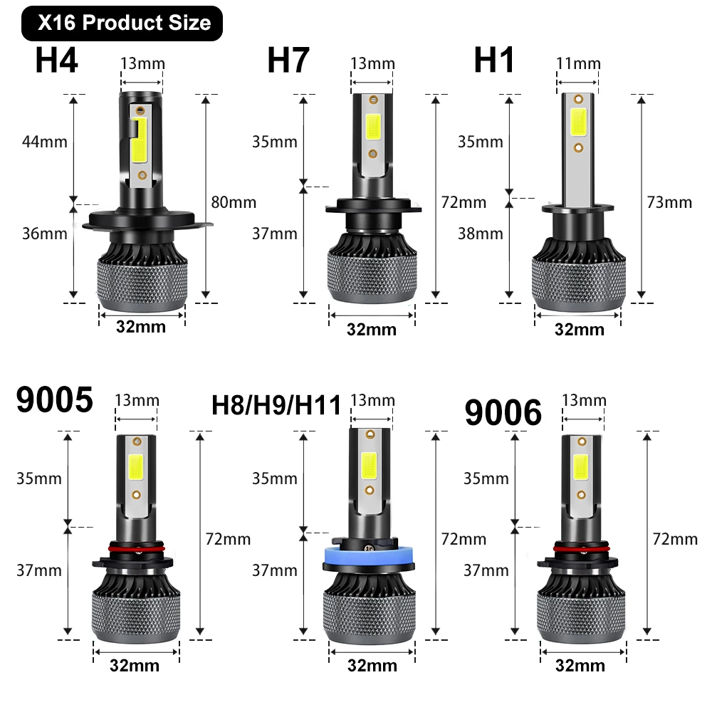YHKOMS H11/H8/H9 LED Headlight Bulb 60W 16000LM COB - image 6