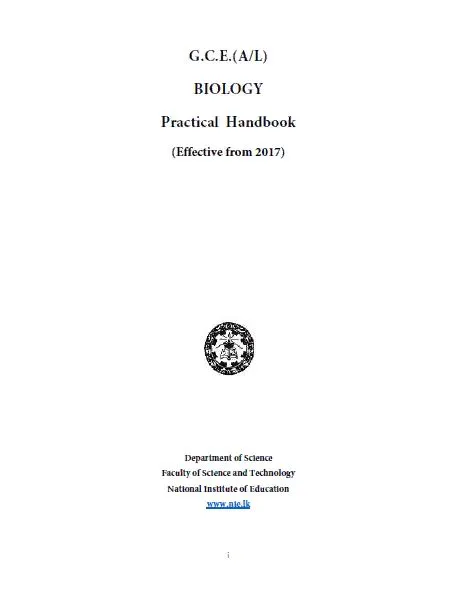 NIE Biology Practical Adv. Level Resource Book