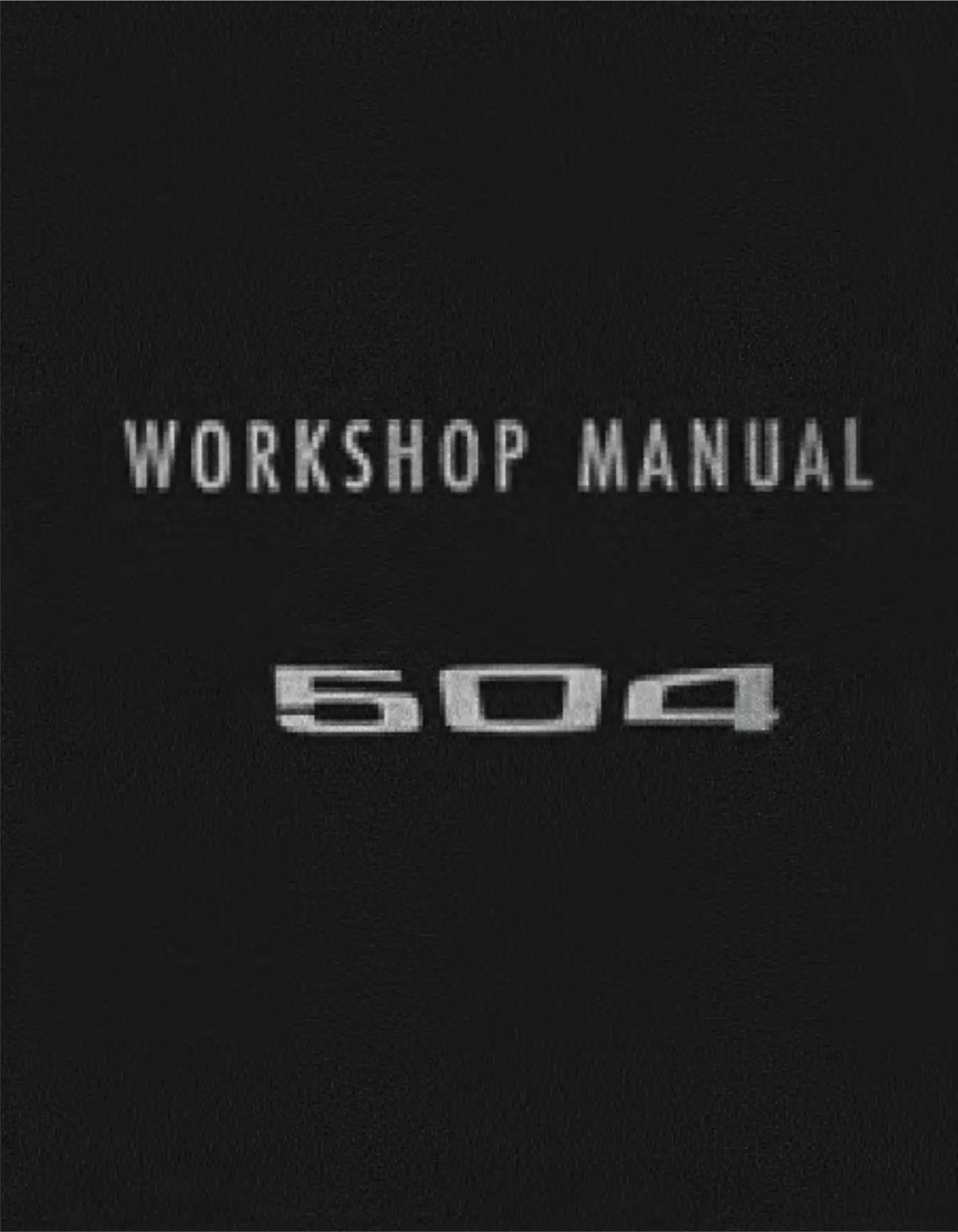 Peugeot 504 Workshop Manual