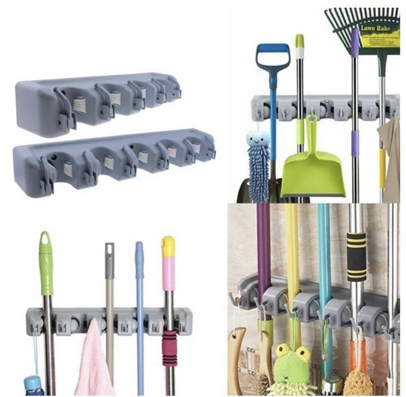 Generic Mop & Broom Holder Wall Mounted Organizer