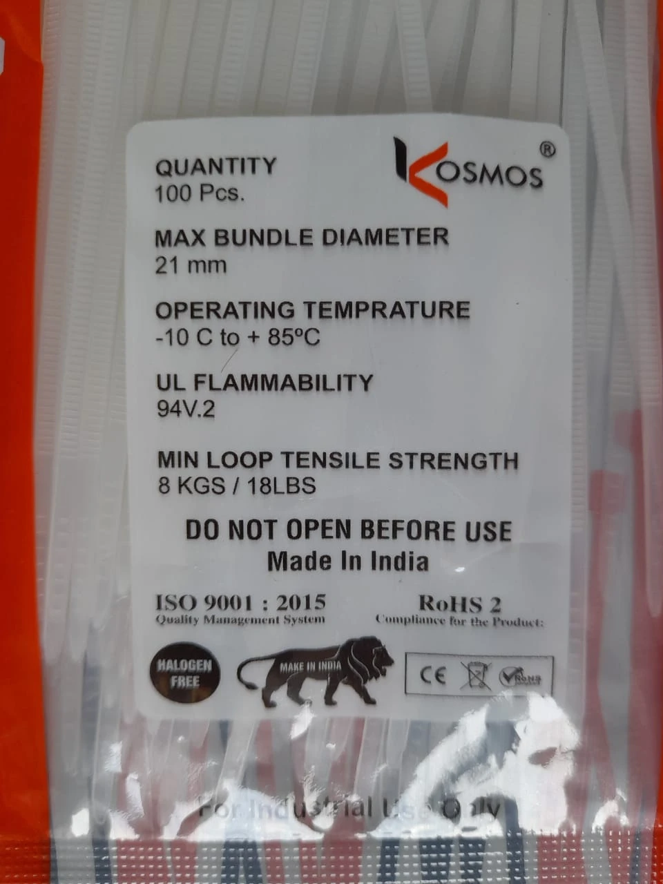 Kosmos 2.5x100mm White Plastic Cable Tie 100pcs - image 10