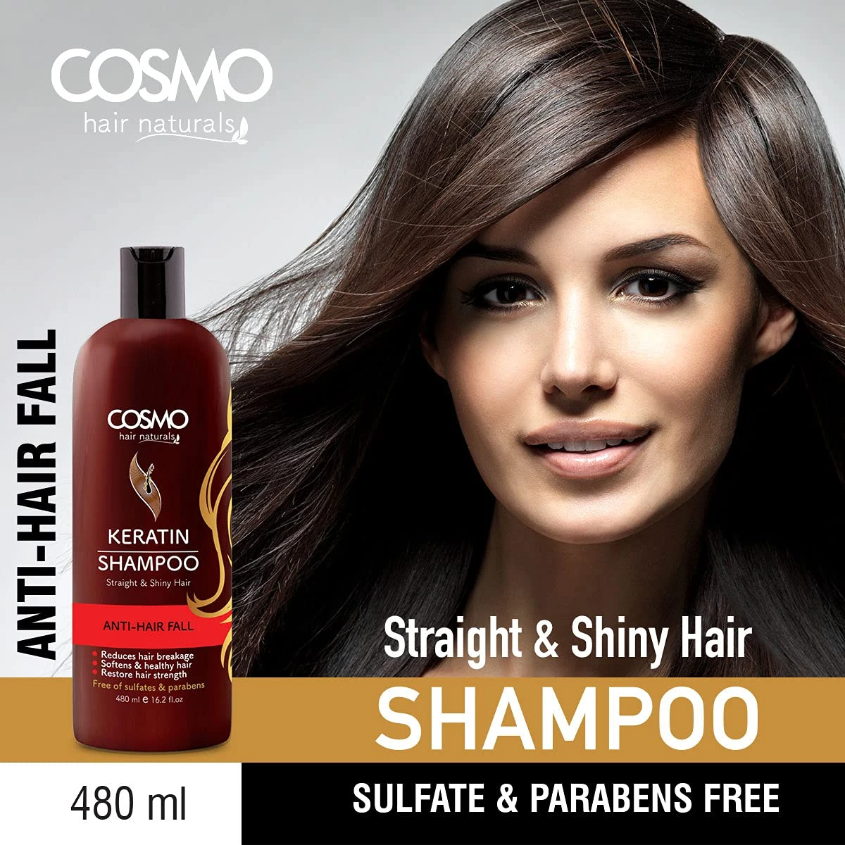 Cosmo Keratin Shampoo 480ml Sulfate & Paraben Free - image 2