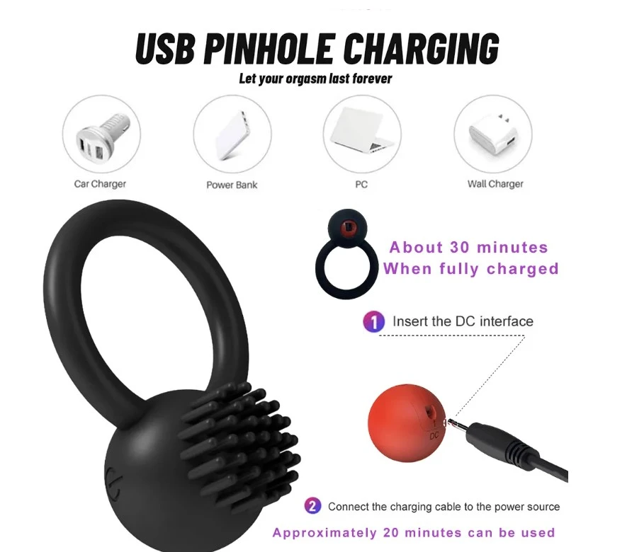 Generic Vibrating Cock Ring Rechargeable 10 Modes - image 3