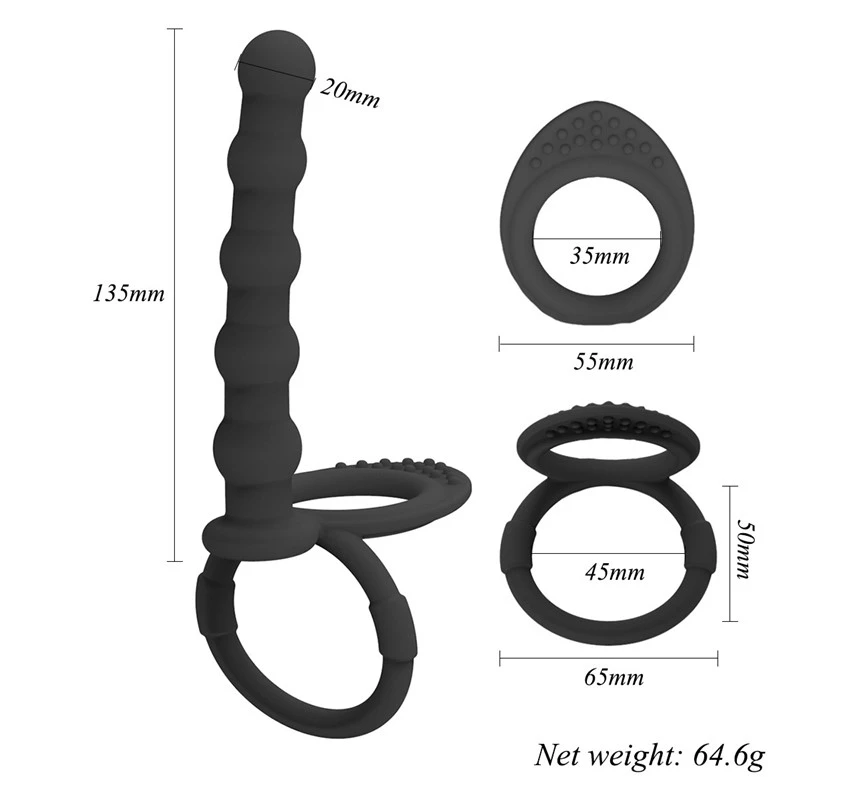 Generic Double Penetration Silicone Anal Beads Butt Plugs - image 2