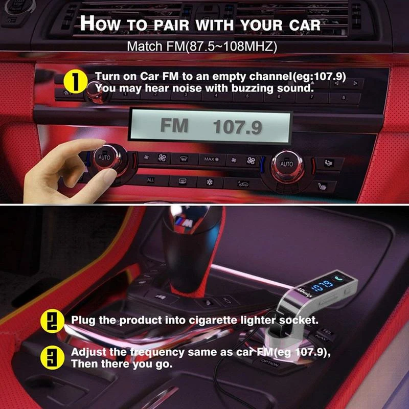 Generic G7 Bluetooth Car Modulator Transmitter USB Charger - image 2