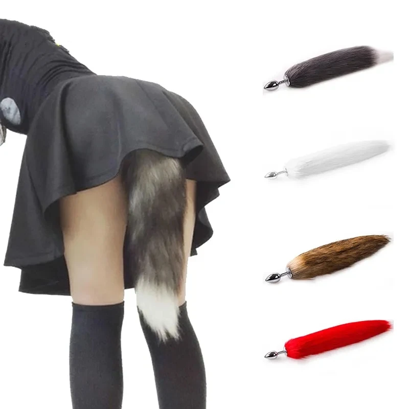 Fox Anal Plug Tail (Black & White) Adult Toy - image 3
