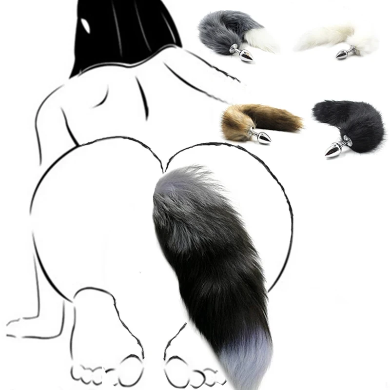 Fox Anal Plug Tail (Black & White) Adult Toy - image 4