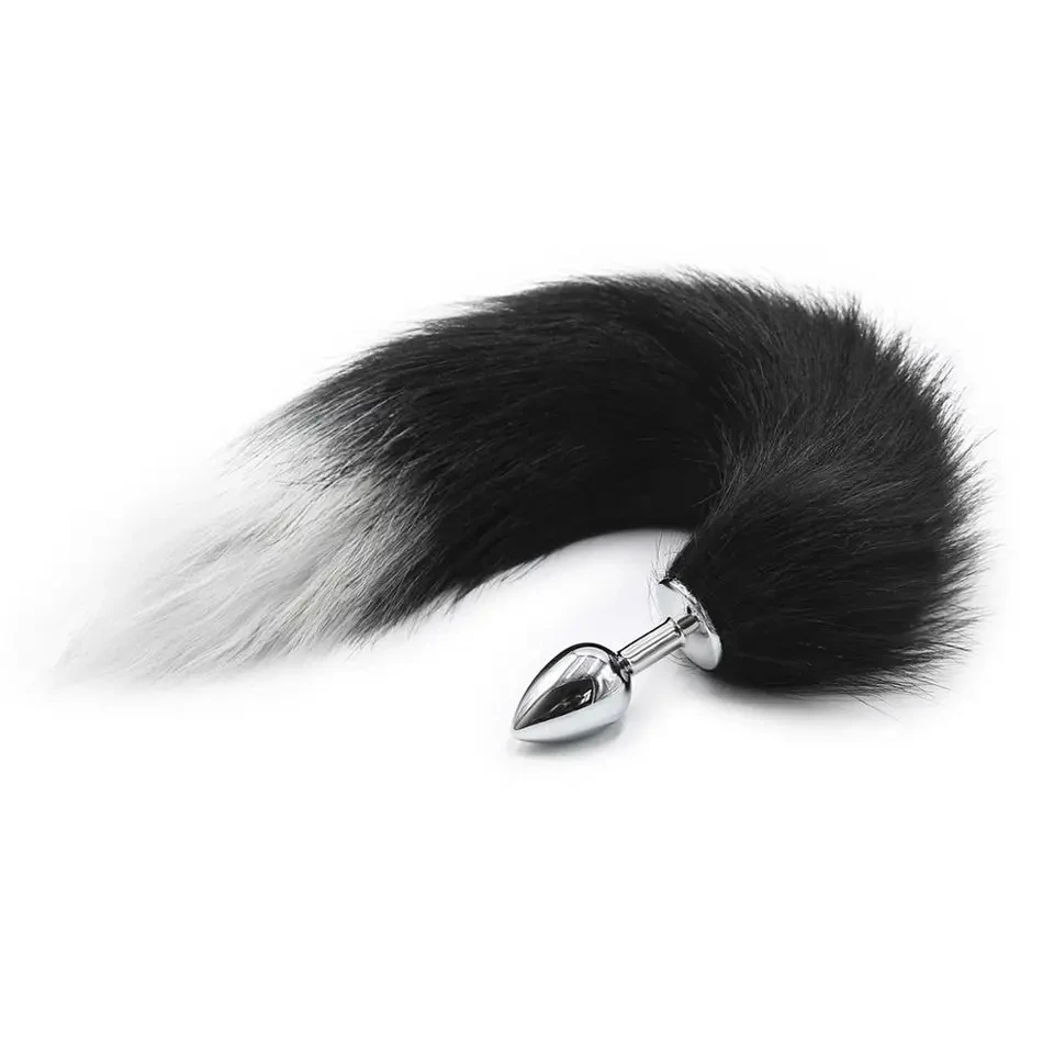 Fox Anal Plug Tail (Black & White) Adult Toy - image 6