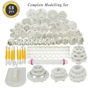 68pcs  Full Cake Mold Set Plunger Fondant Cutter set