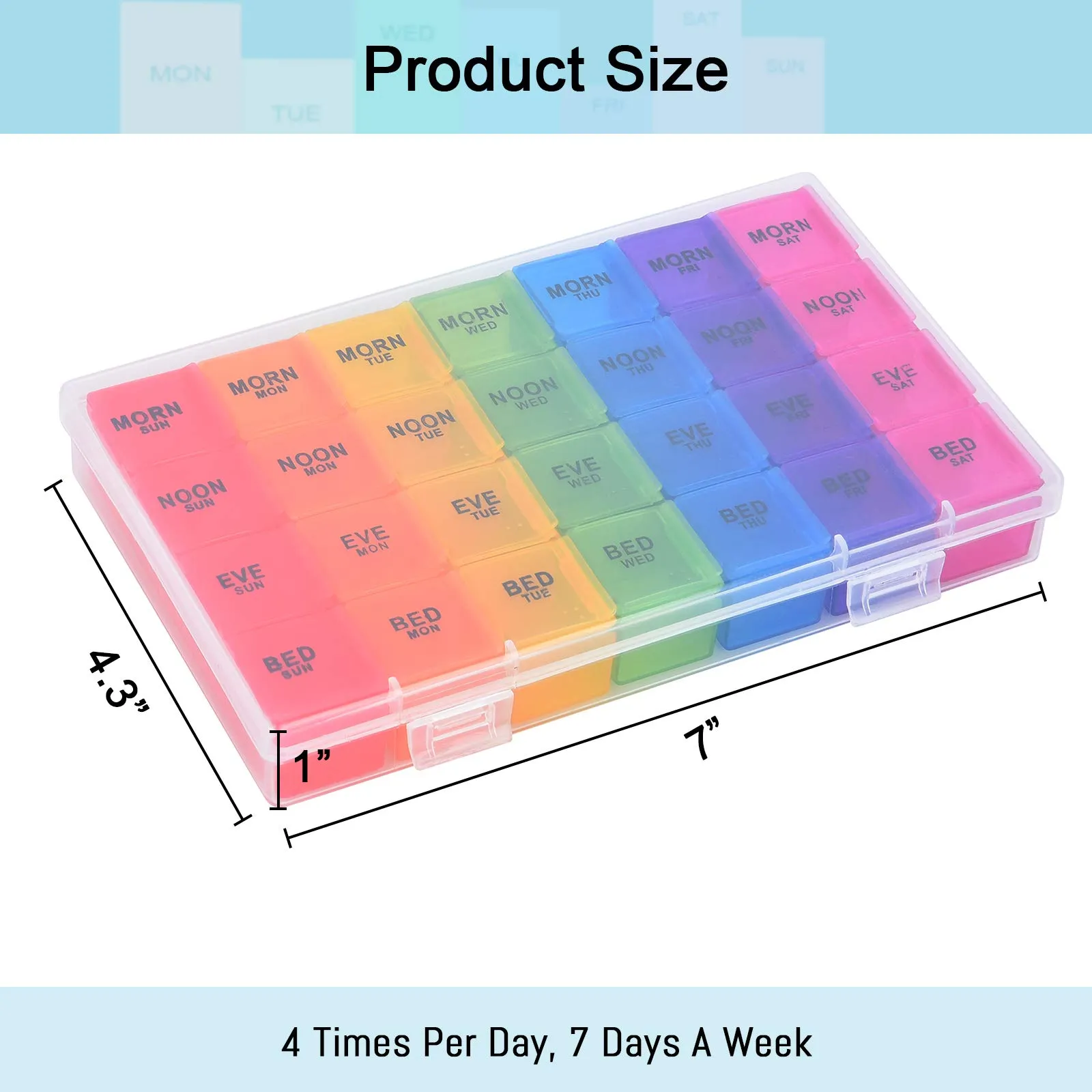 Generic Pill Organizer Rainbow 7-Day 4 Times Daily - image 2