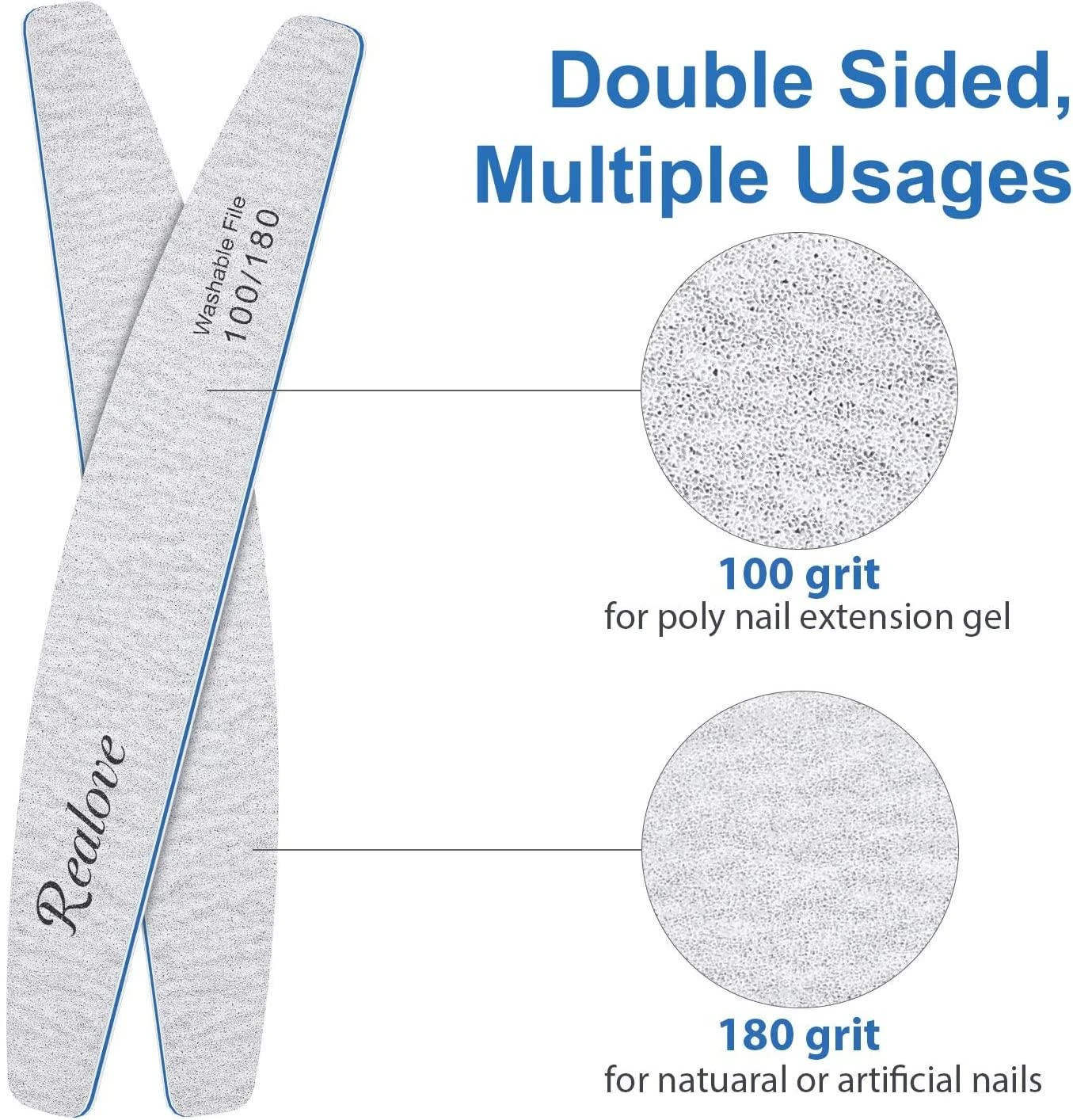 Generic 100/180 Grit Nail Files & Buffers for Acrylic