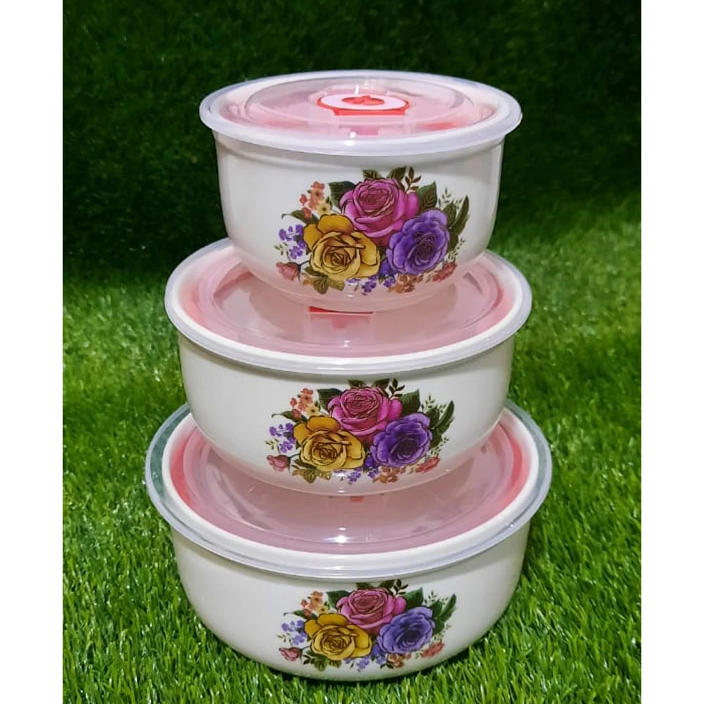 3Pcs Ceramics Bowls with Lids - Airtight Leak Proof - image 1