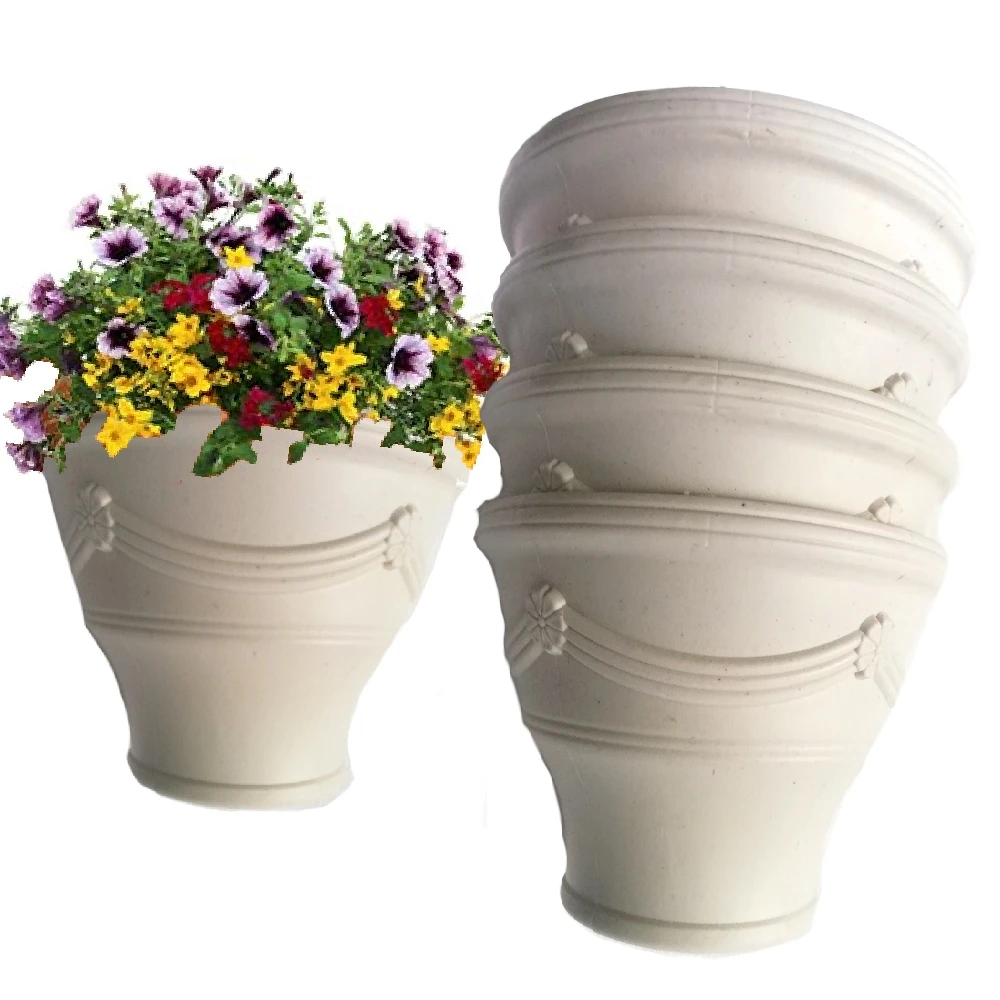 Lakwa Wall Pots 4 pcs White 21cm - image 1