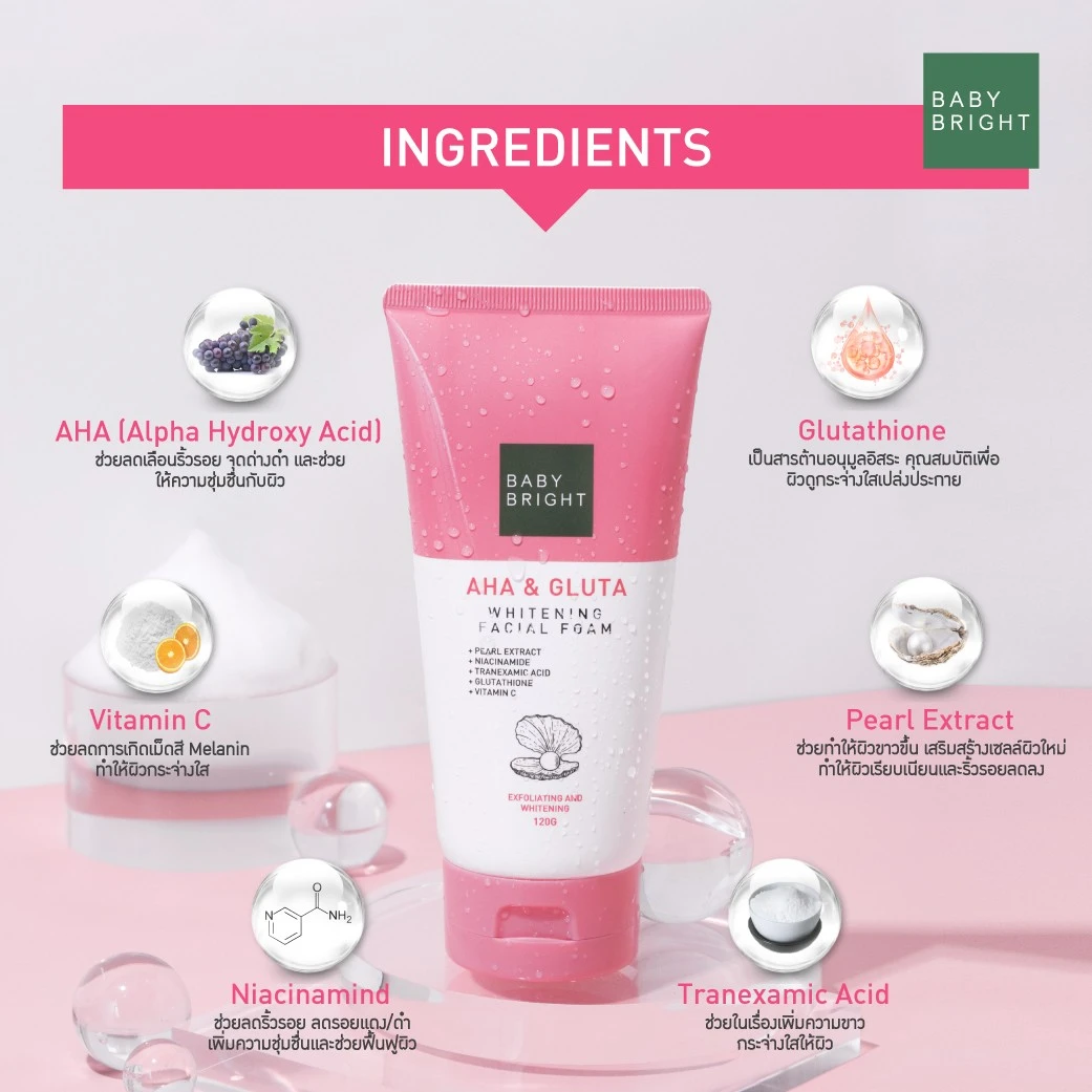 BABY BRIGHT Facial Foam AHA & GLUTA Whitening - image 3