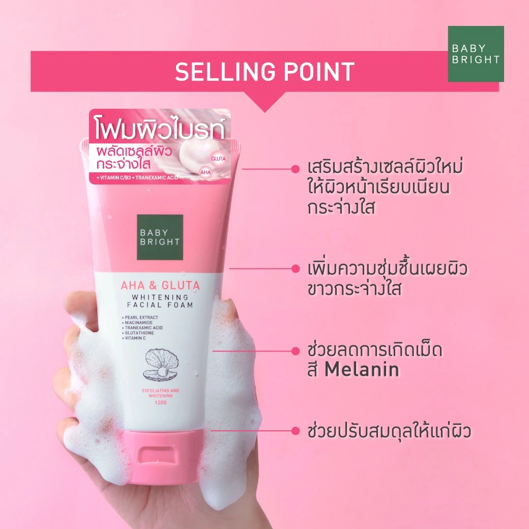 BABY BRIGHT Facial Foam AHA & GLUTA Whitening - image 4