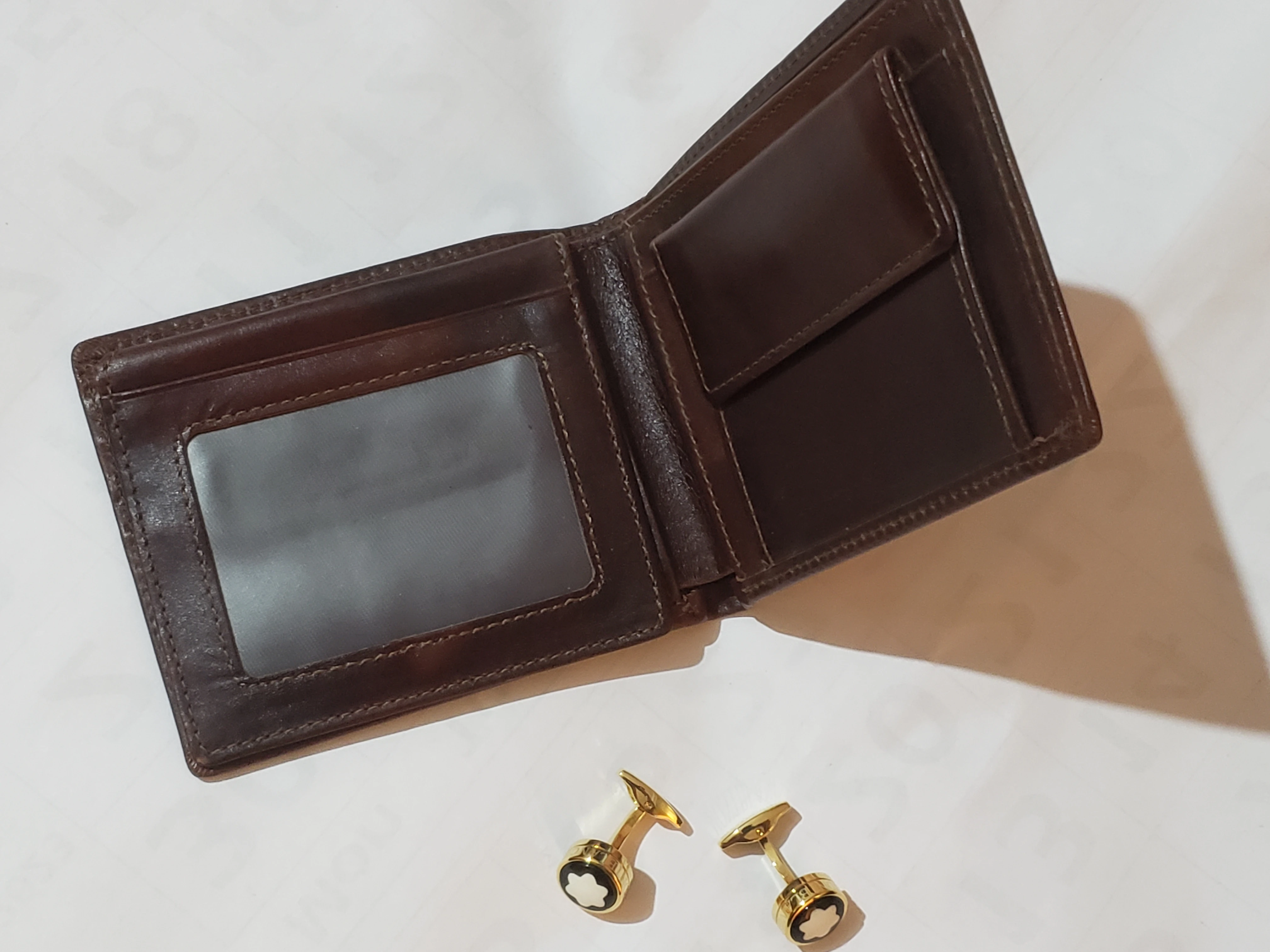 Mont Blanc Leather Wallet Cufflink Set - image 11