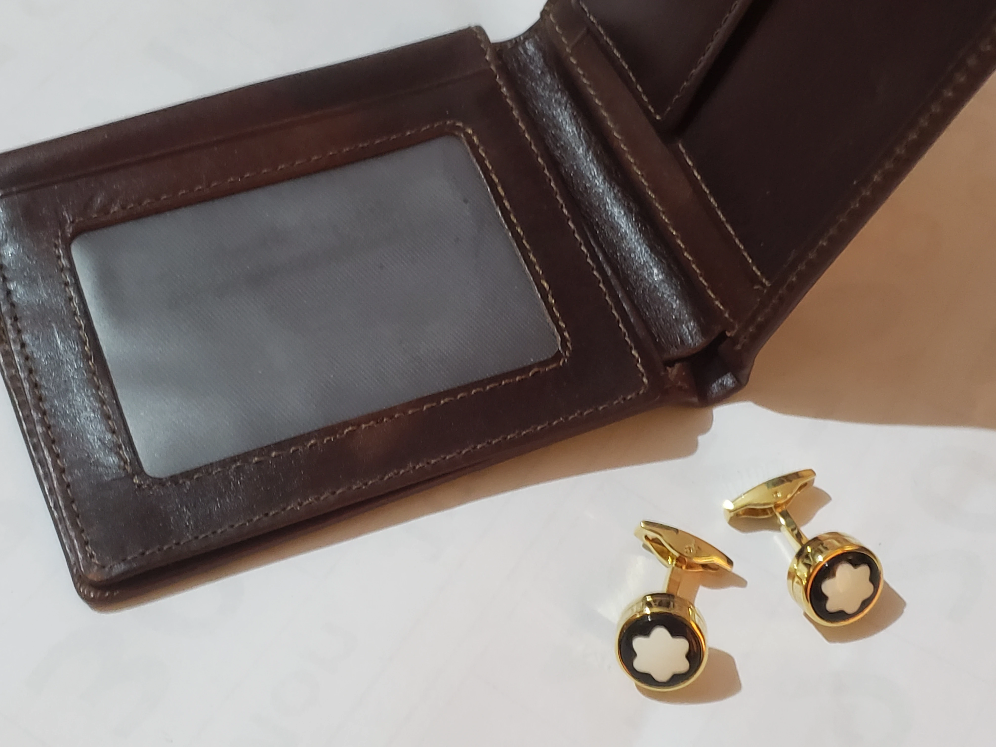Mont Blanc Leather Wallet Cufflink Set - image 12