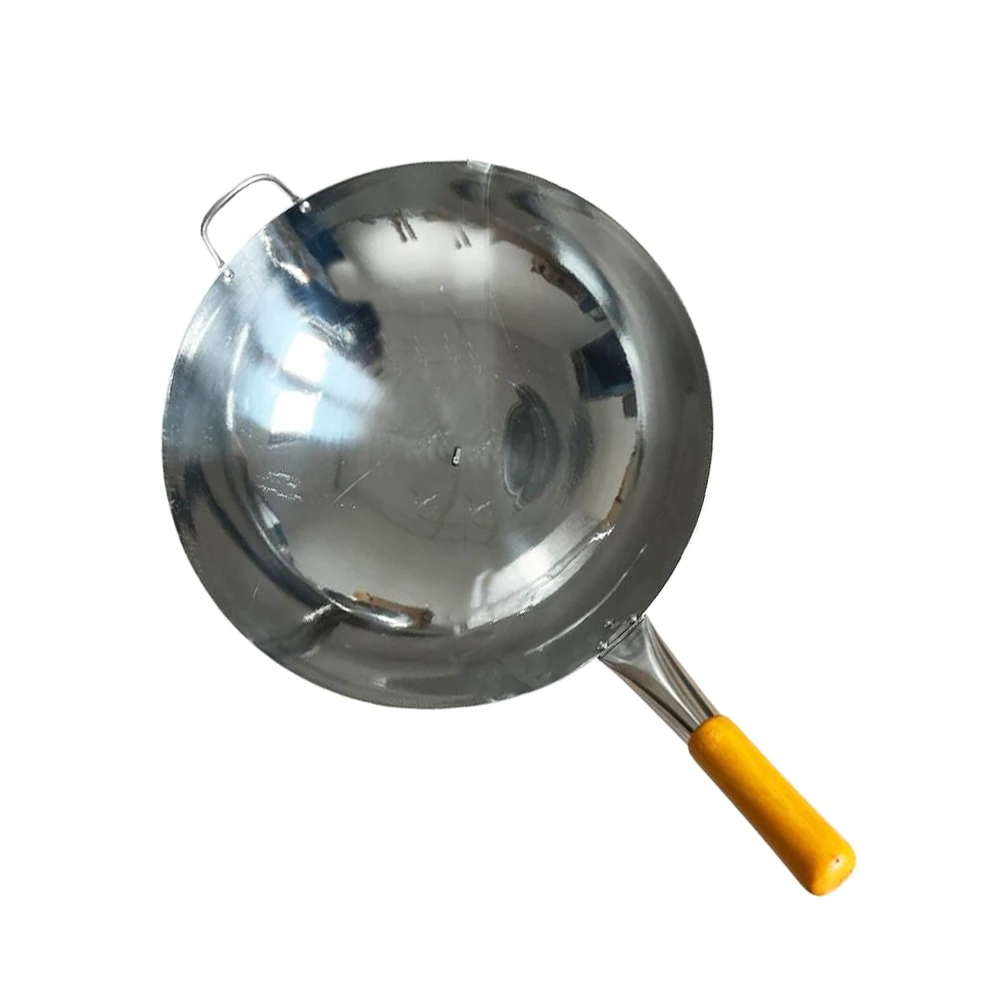 Generic Stainless Steel Wok Pan with Wooden Handle 40cm - image 1