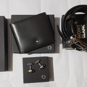 Mont Blanc Gift Set Leather Wallet Pen Belt Cufflinks