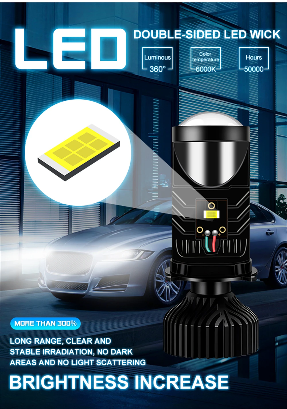 Generic Y6D H4 Hi Lo Beam LED Projector Headlight - image 4